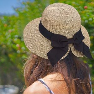 Lightweight Beach Sun Hat with Decorative Bow
